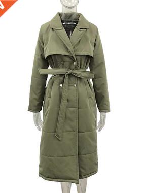 Malina Long Turn Down Collar Parkas Women Fashion Double Bre