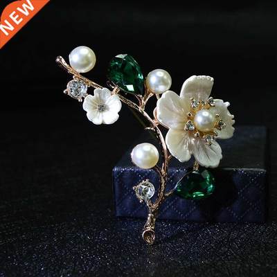 CINDY XIANG Shell And Pearl Flower Brooches For Women Elegan