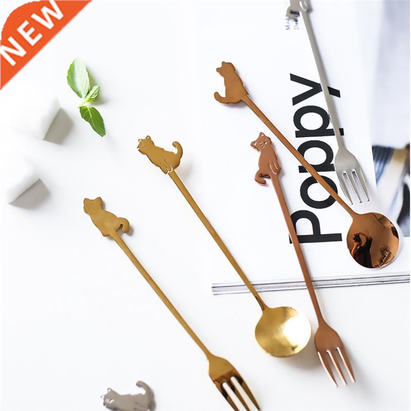 1pc Cat Sd Cute Stanless Steel Cat Dessert Spoon Fork C