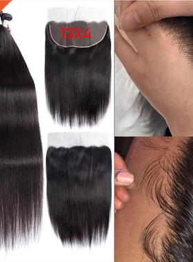 HD Lace Frontal And Bundles Straight Human Hair Bundles With