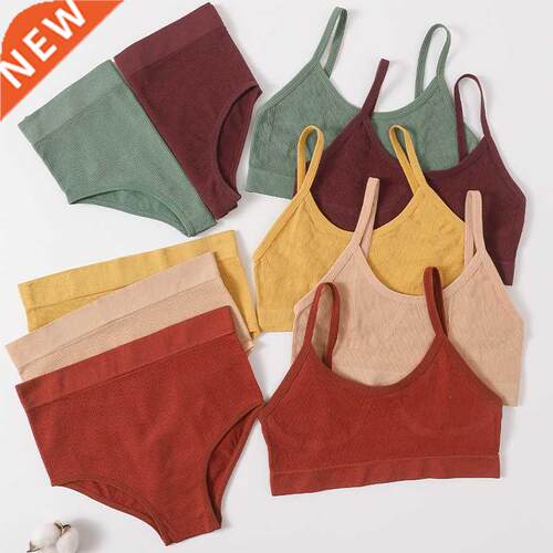 Seamless Women Bra Briefs Set Push Up Bra Crop Top High Wais