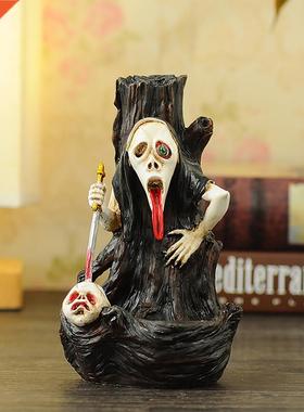 1 Set Incense Burner Ornamental Creepy Skull Head Halloween
