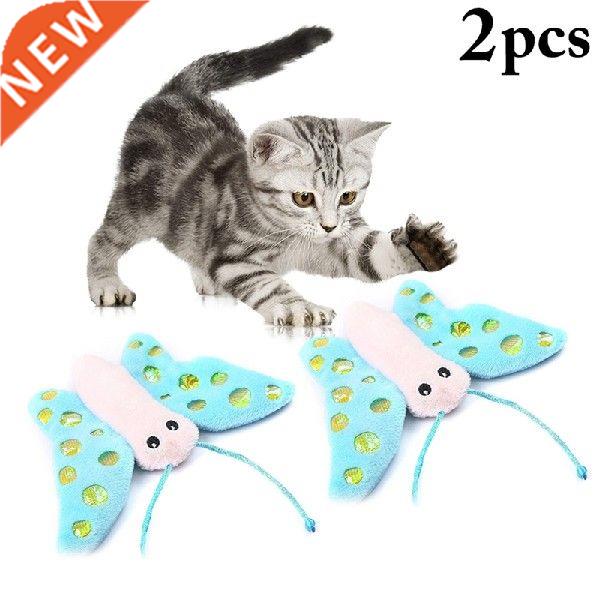 2PCS Pet Butterfly Cat Toy Cute Plush Catnip Toy Cat Chew