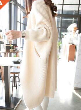 2022 Long Cardigan Women Sweater Autumn Winter Bat Sleeve Kn