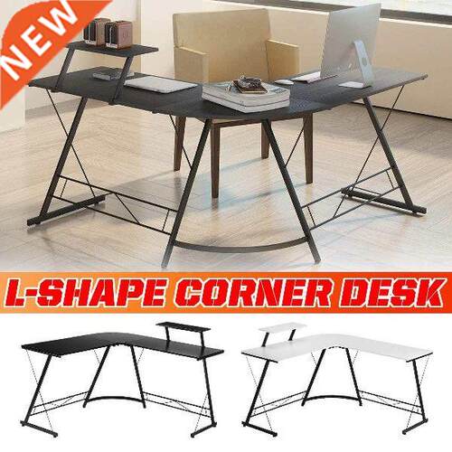 Modern 2 Colors L-Shaped Desktop Computer Corner Desk Large