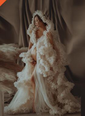 Luxury Evening Dresses Tulle Robes Custom Made Long Sheer Wo