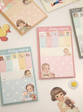 140 pages/set Cute British Girl Sticky Notes Memo Sheet Pad