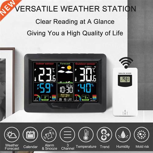 Wireless Weather Forecast Station Clock RF Color Screen Cloc