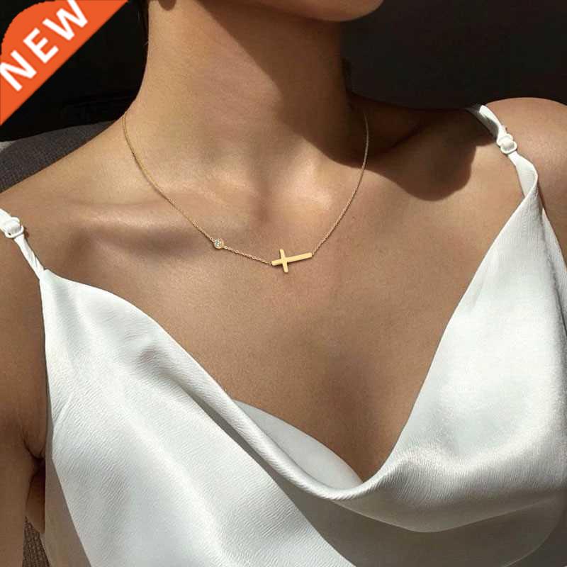 cate Petite Sideway Cross Necklaces Pendant Women Stainless