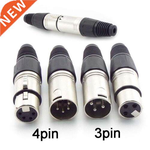 3 Pin 4 pin XLR Audio Cable Connector MIC Male Plug Female J