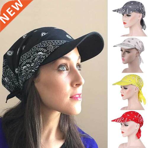 Women Cotton Head Scarf Visor Hat With Wide Brim Sunhat Summ