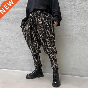 Fashion New Gothic Drop Crotch Harem Pants Men Elastic Waist