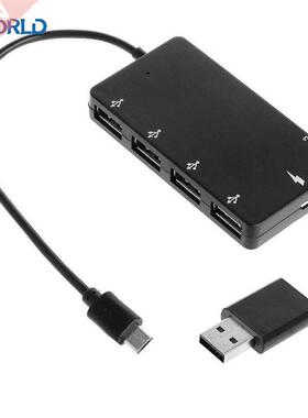 Male Micro USB to 4 Port USB 2.0 Female HUB Microusb OTG 4