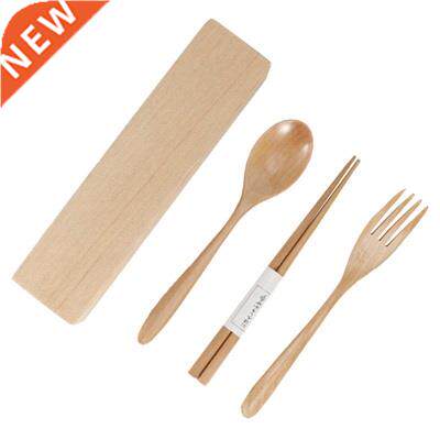 Wood Fork Eating Utensils Portable Tableware Box Wooden