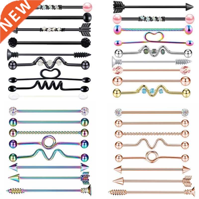 Stainless Steel Heart Industrial Piercing Set Arrow Industri