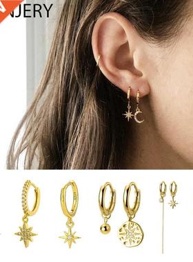 ANENJERY Silver Color St Hoop Ering for Women Gold Huggi