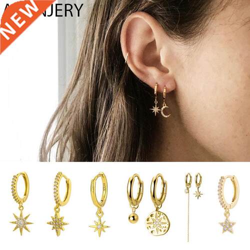 ANENJERY Silver Color St Hoop Ering for Women Gold Huggi
