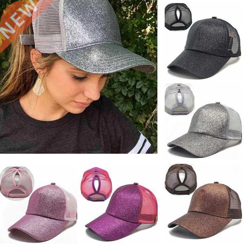 2021 Glitter Women Baseball Cap tail Mesh Snapback Hat Casua