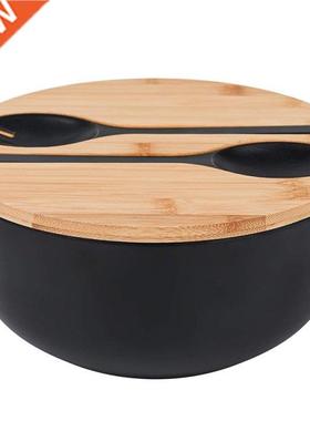 Bamboo Fiber Salad Bowl with Servers Set with Bamboo Lid Spo