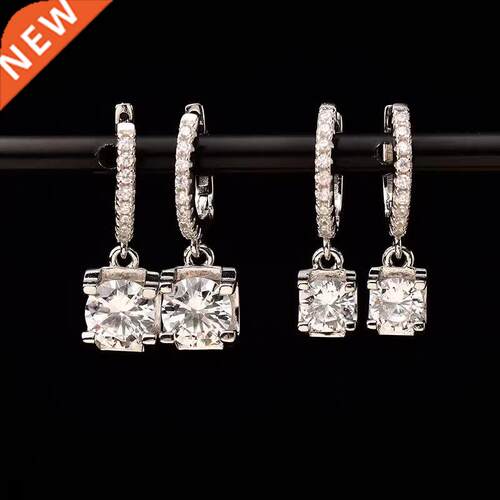 Moissanite Drop Earrings for Women Classic Four Claws S925 S