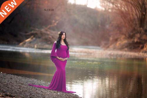 SLYXSH Women Mermaid Skirt Maternity Photography Props Gown