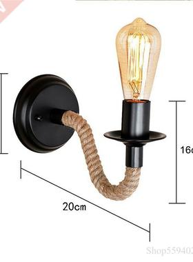 Hemp Rope Wall Lamp American Retro Light Wall Sconce Living