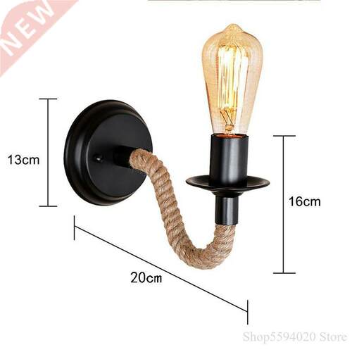 Hemp Rope Wall Lamp American Retro Light Wall Sconce Living