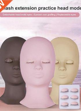 1 Set Mannequin Head with Eyelids Eyelash Practice Silicone