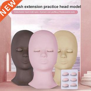 1 Set Mannequin Head with Eyelids Eyelash Practice Silicone