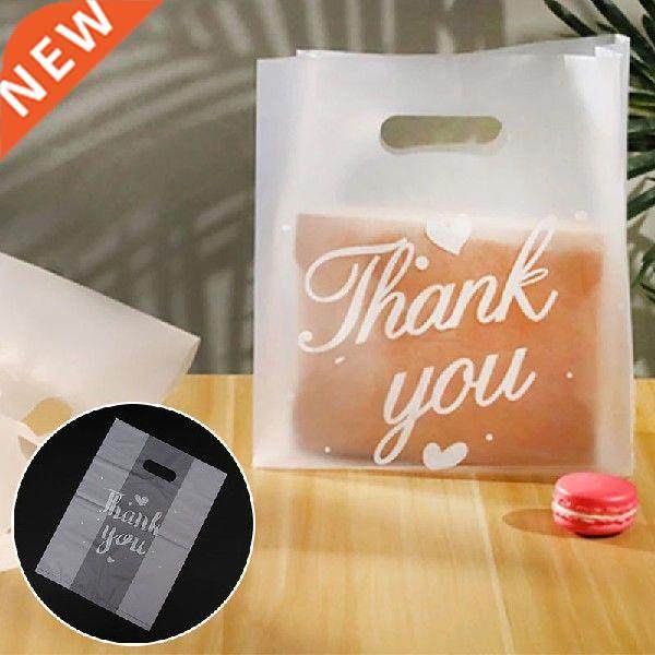 50pcs favor with handle plastic thank you transparent