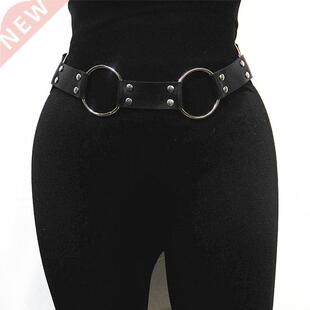 Fashion Women Gothic Punk Waist Belt Metal Circle Ring Desig