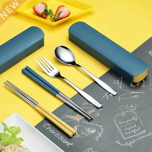 1 Set Portable Travel Tableware Set Stainless Steel Spoon