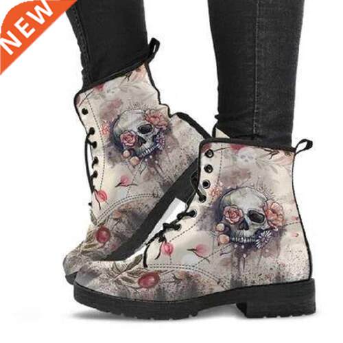 Digital Print Autumn Lady High Top Skull Pattern Boot 2021
