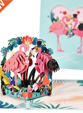 3D Pop Up Flamingo Greeting Card Vlanetines Day Cards with w