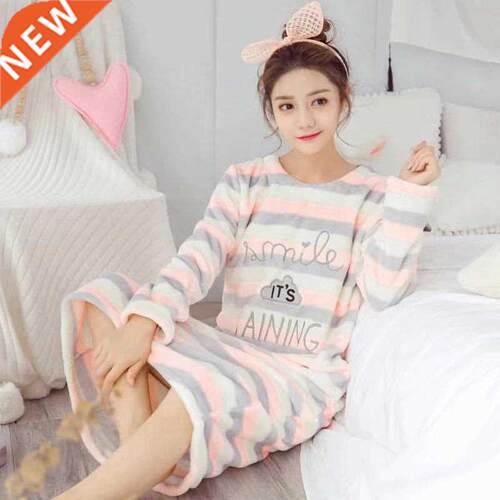 2022 Winter Pajama Women Korean Sleepwear Cute Cartoon Flann