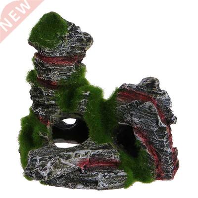 Aquarium Fish Tank Ornament Rockery Hiding Cave Moss