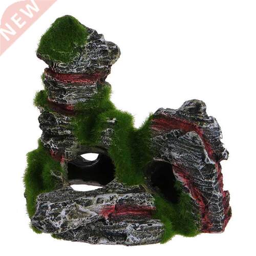 Aquarium Fish Tank Ornament Rockery Hiding Cave Moss