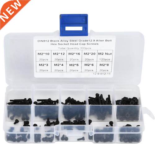 00pcs M2 x -20mm 12.9 Grade Black Alloy Steel Hex Socket S