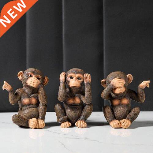 3 Pieces Resin Ornaments Cartoon Orangutan Shaped Figurine