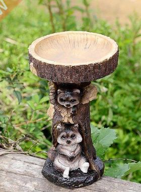 Garden Statues Resin Raccoon Birdbath Raccoon Birdbath Bowl