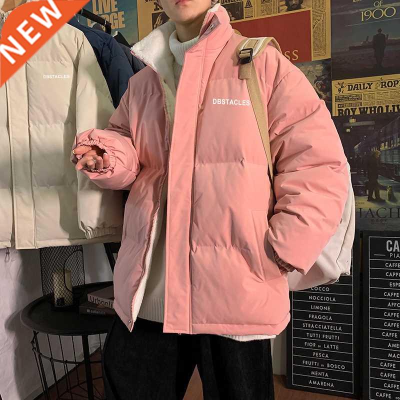 Hybskr Fleece Thicken Letter Graphic Men Winter Coat Stand C