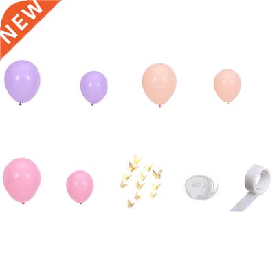 Macaron Pink Purple Balloon Garland Butterfly Arch Wedding
