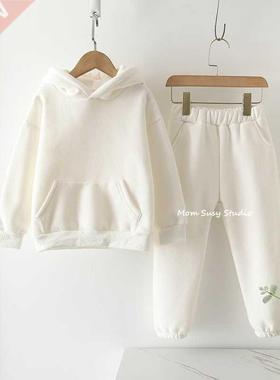 Baby Girl Boy Cotton Clothes Set Hoodie+Pant 2PCS Warm Fleec