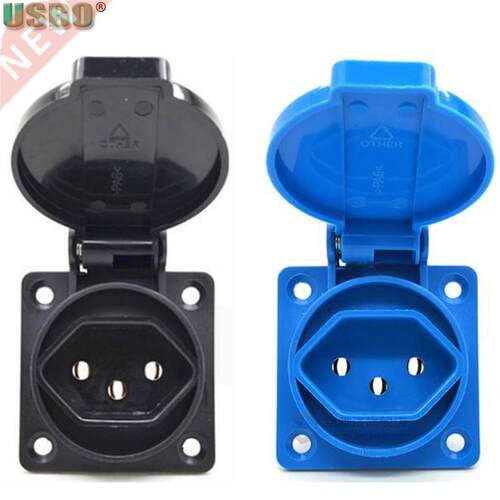 Black Blue 10A 16A Multifunction 2P+E Switzerland Outdoor In