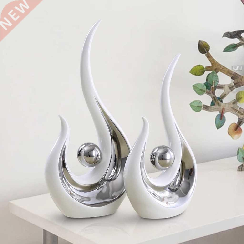 2Pack Creative Ceramic Statue Silver Plating Sculpture