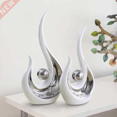 2Pack Creative Ceramic Statue Silver Plating Sculpture