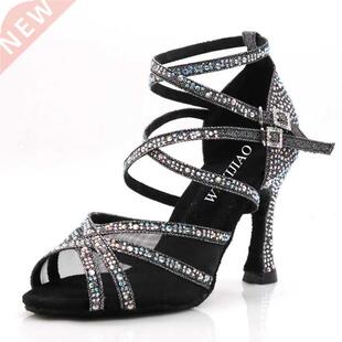 WUXIJIAO Dance Shoes Latin Woman Salsa Silk Satin Dancing Sh