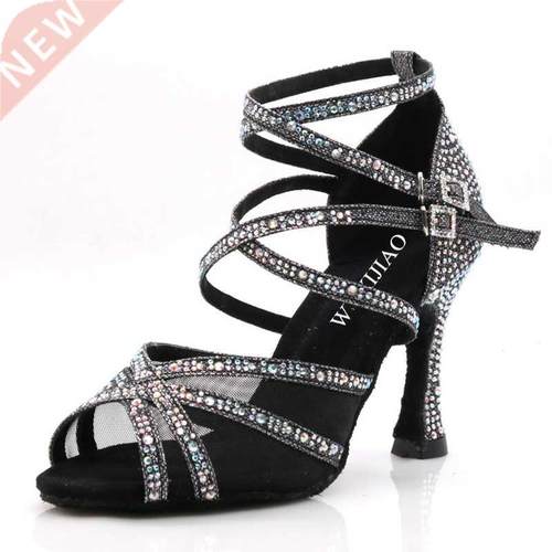 WUXIJIAO Dance Shoes Latin Woman Salsa Silk Satin Dancing Sh
