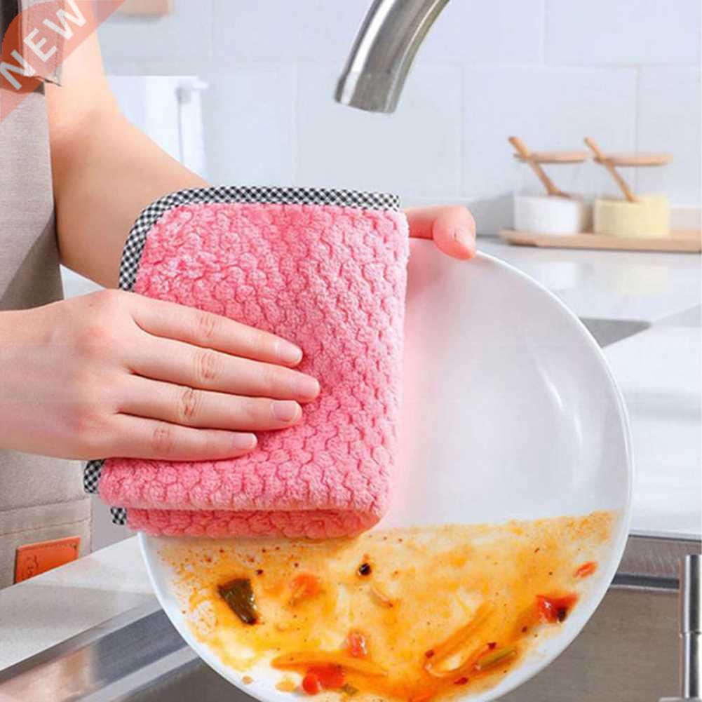 4/10pcs Household Kitchen Rags Microfiber Towel Cleaning Clo