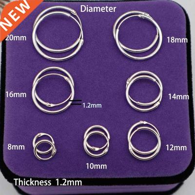 Medium 925 Sterling Silver Small Hoop Earrings For Women Ear